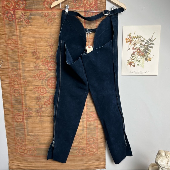 Vintage Navy Blue Suede Equestrian Chaps - Picture 8 of 9